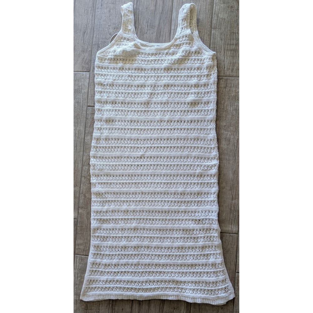 Old Navy Womens Crochet Sweater Dress Creme de la Creme Off-White Midi Large‎ L